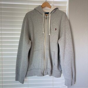 Polo Ralph Lauren Gray Hoodie Full Zip Fleece Lining Sweatshirt Men’s Size XL